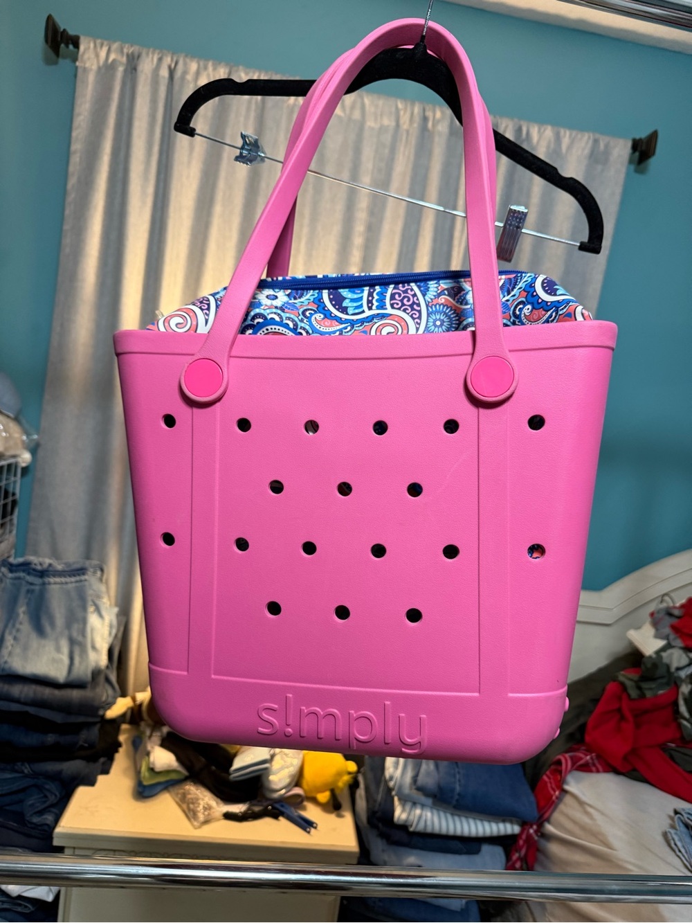 Simply Southern Pink Simply Tote Rubber Beach Bag + Paisley Zipper Insert